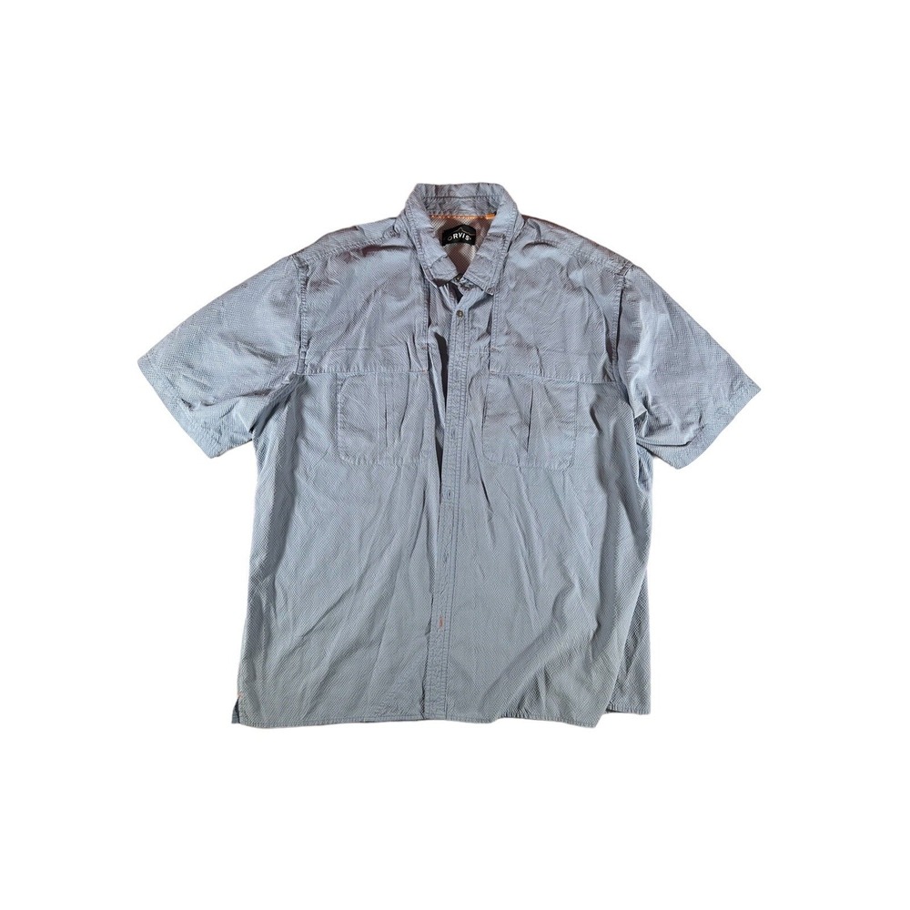 Orvis Shirt Adult Extra Extra Large Blue Orange PFG Button Down Fishing Mens
